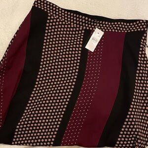 Ann Taylor Elegant Burgundy and Black Polka Dot Skirt
